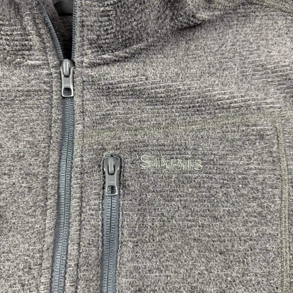 Simms Fleece Pullover Mens Medium Gray Quarter Zip Fishing Grid Tech Jacket